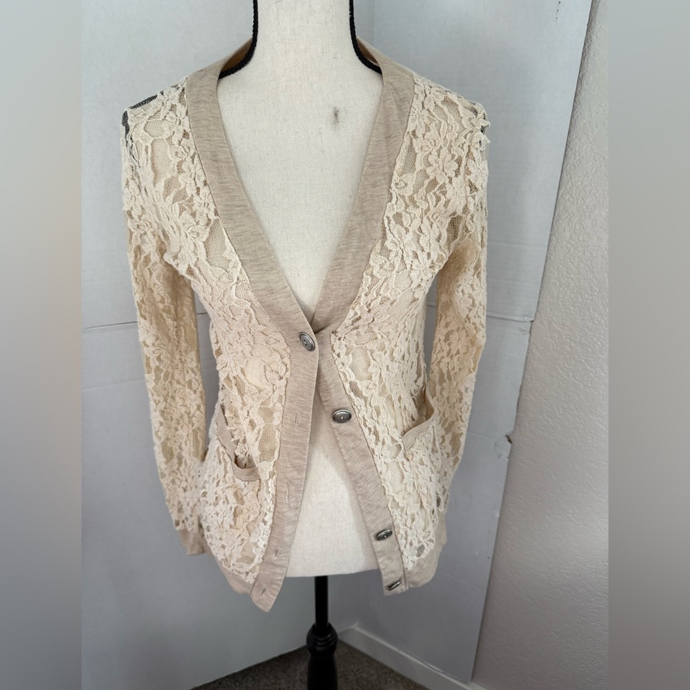 Cream tan Lacey cardigan